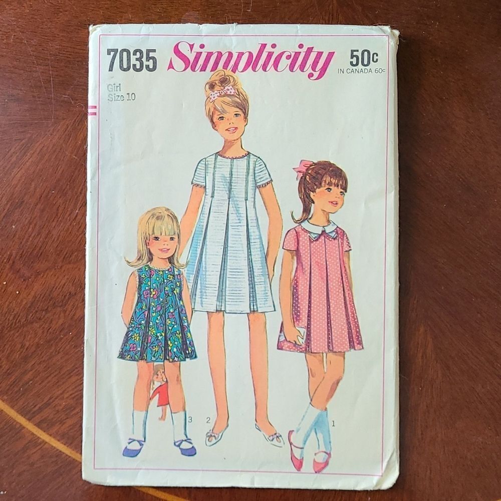 3/$15 vintage 1963 Girls Dress Simplicity Sewing Pattern 7035 sz 10 